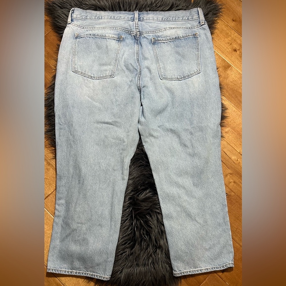 Old Navy High-Waisted Slouchy Straight Cropped Ripped Non-Stretch Jeans Sz 16 - Picture 3 of 6